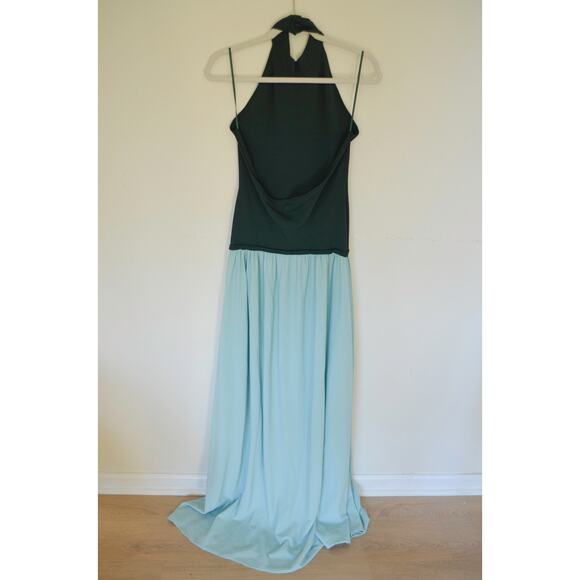Solid & Striped Halter Soglio Dress Evergreen / Sky Size Large - Picture 3 of 6